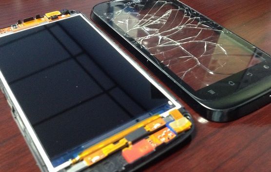 Cracked cell phone screen that was removed and rep