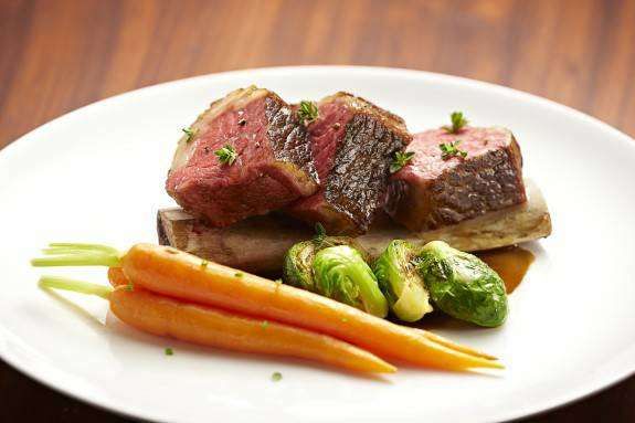Braised local beef with roasted farm vegetables