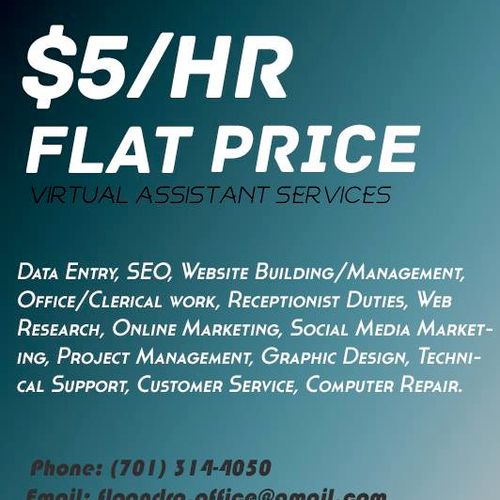 $5/Hr Flat Rate!