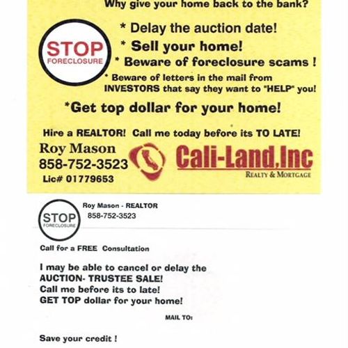 Facing foreclosure ? Beware of investors mailing l