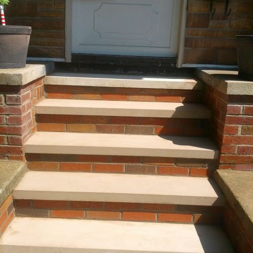 Brick Steps W Limestone Treads