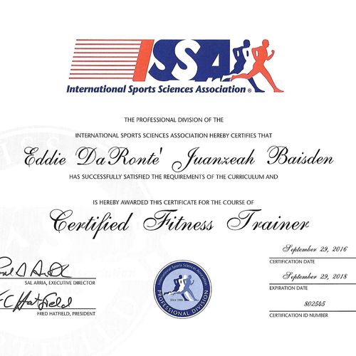 Specialist Juan Baisden           Certified Fitnes