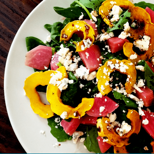 Spinach, Delicata Squash, Beets & Goat Cheese