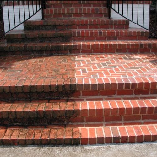 Power Washing 
A Brick Stairway with years of Mild