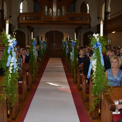 Church setup for a Westport wedding August 2015.