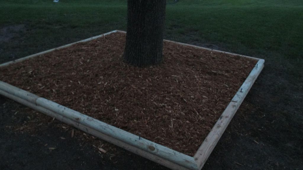 Mulch box made of 3x3 landscape timbers two layers