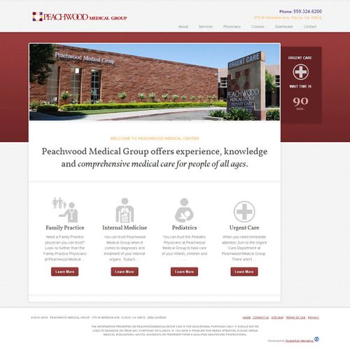 This is a medical web design project for Peachwood