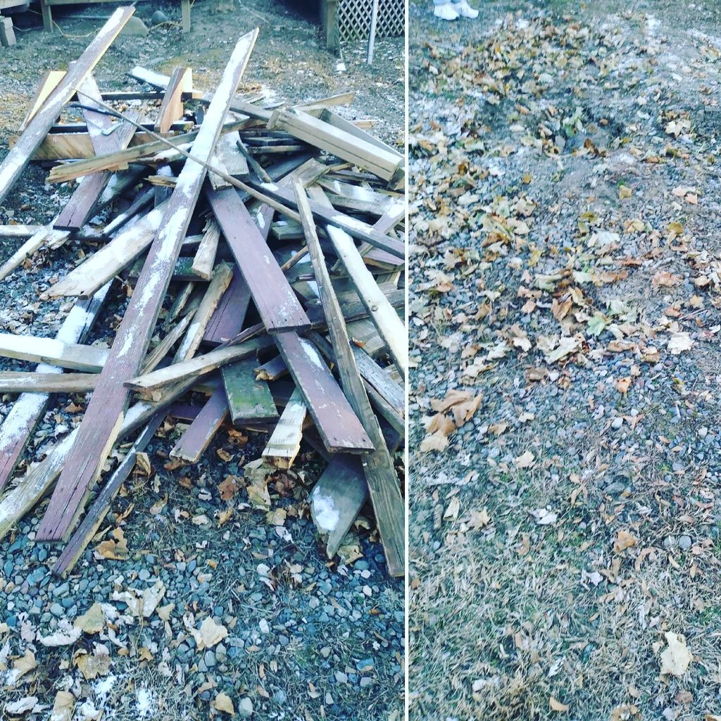 cleanup of an old junk wood pile