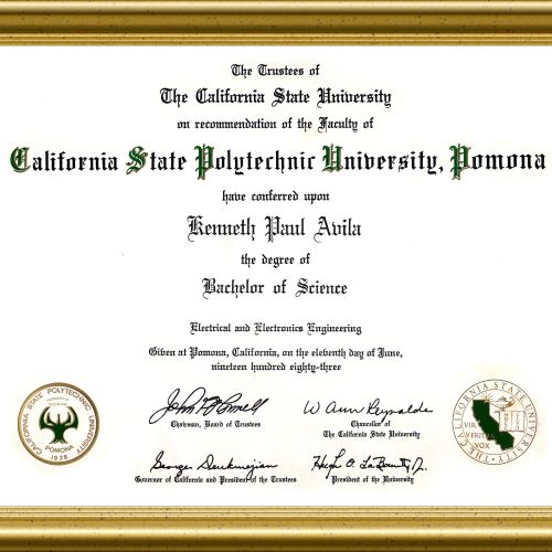 Bachelor of Engineering degree from Cal Polytechni