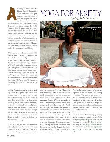 Oblique Magazine of Charleston 2013
Yoga for Anxie