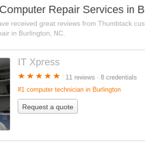 IT Xpress earned at 'Best of 2015' from Thumbtack 