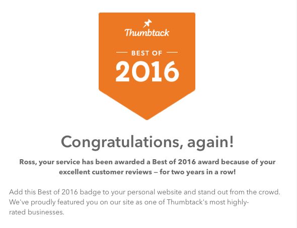 Best Of Thumbtack - 2 yrs running!!