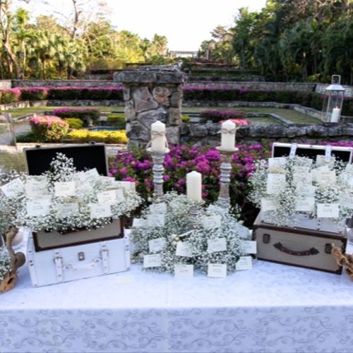 Escort table at Caribbean wedding