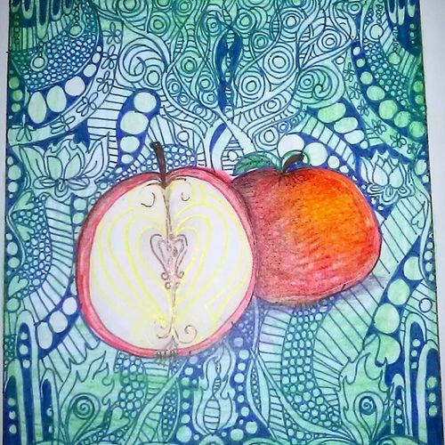 "Apple"
Archival Ink and Colored Pencil on Bristol