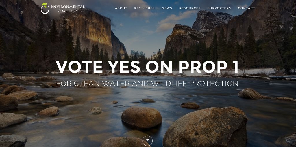 New website for Vote Yes on Prop 1 campaign.