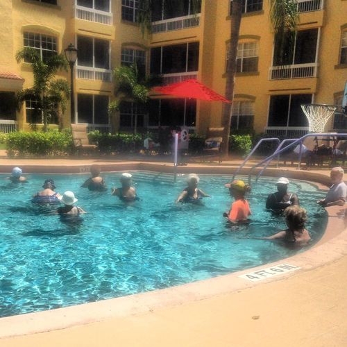 Water aerobics class.