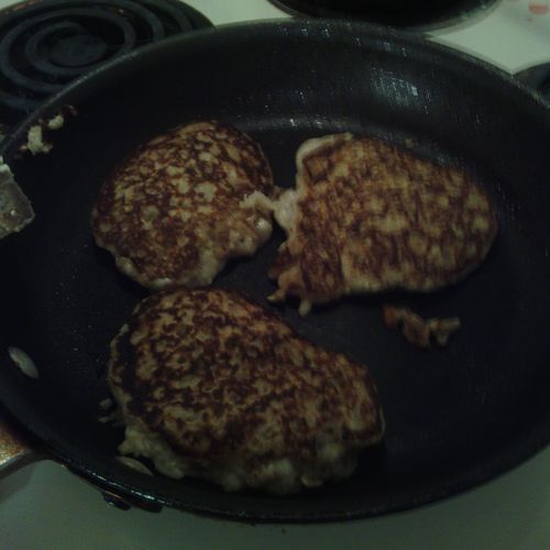 Oatmeal Pancakes: Were eaten with homemade blueber