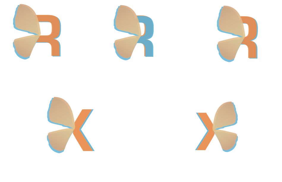 'R' and 'X' logo concepts