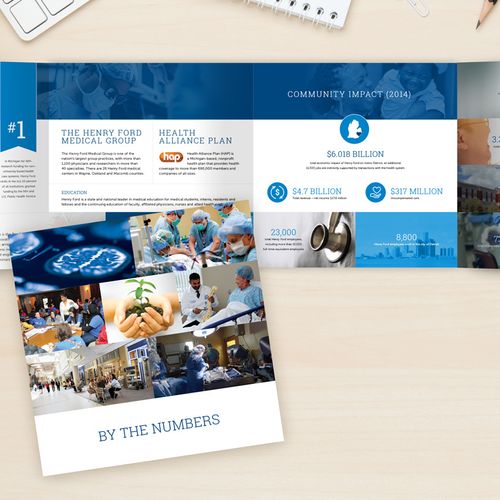 Gatefold brochure design for Henry Ford Health Sys