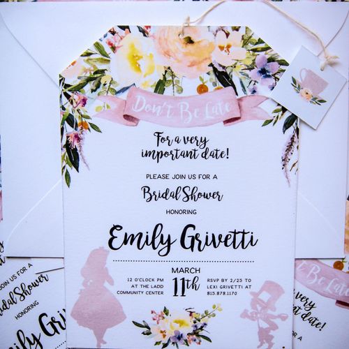 Tea party bridal shower invitations.