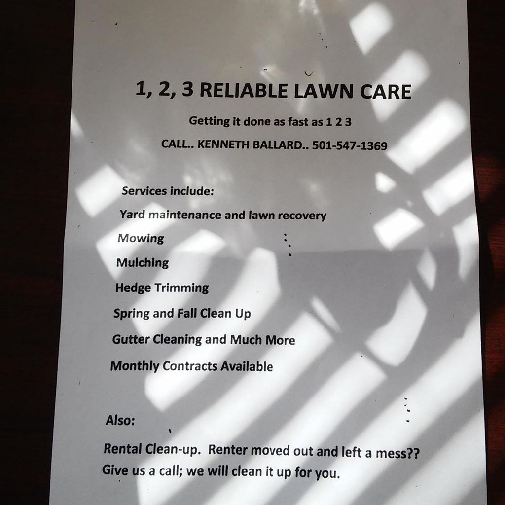 1,2,3 Reliable Lawn Care