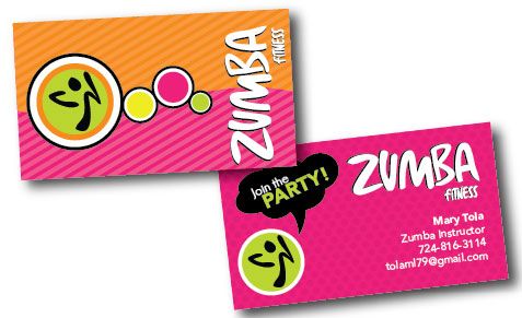 Business card design for local Zumba instructor