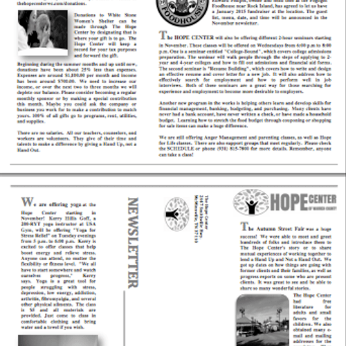 Grayscale newsletter for non-profit.