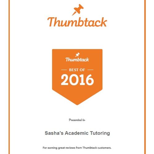 Thumbtack "Best of 2016" award