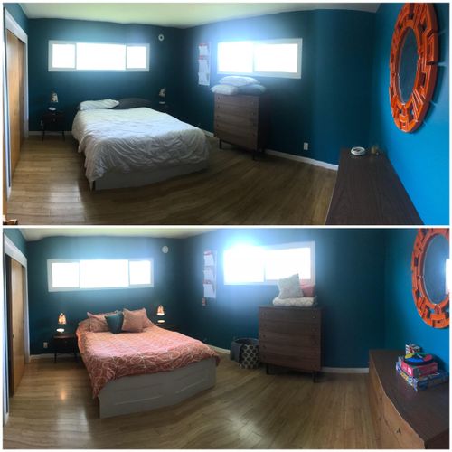 Before and after of room staging 