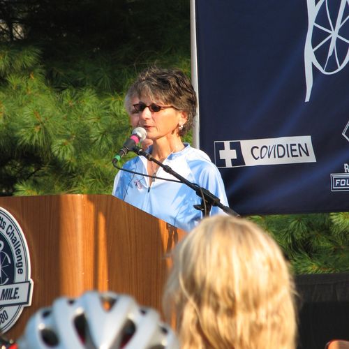 Speaking and singing for 5,000 Pan Mass Challenge 