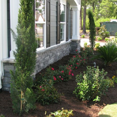 Custom designed planting beds and landscaping