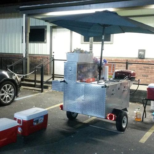 Big cart set up on site with grill
