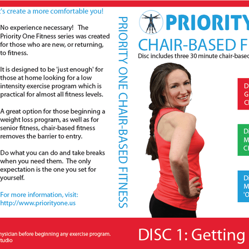 DVD cover design for Priority One Chair Based Fitn