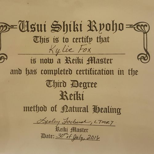 Lincensed Reiki Master Certification