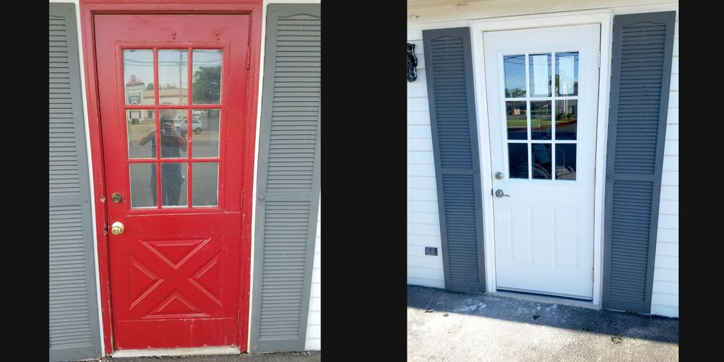 I replaced this old red door on the outside of a l