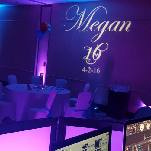 Megans Sweet 16 Gobo Light Display