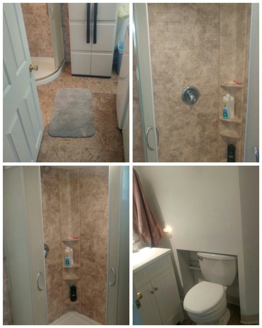 2.5 years ago corner shower installed in basement