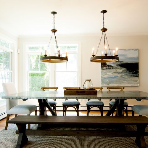 Seaside Dining Room with custom dining table, perf