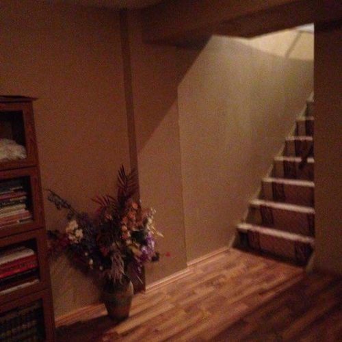 I built and carpeted the stairs framed. The duct w