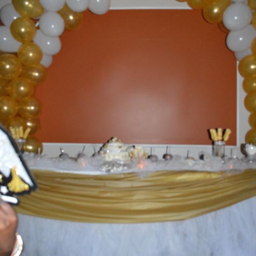 Graduation Party Treat Table and Balloon Arch