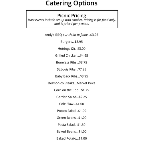 Current Catering Menu, Page 2