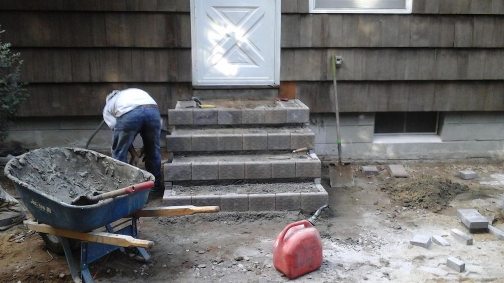 Back porch steps, front porch steps, masonry steps