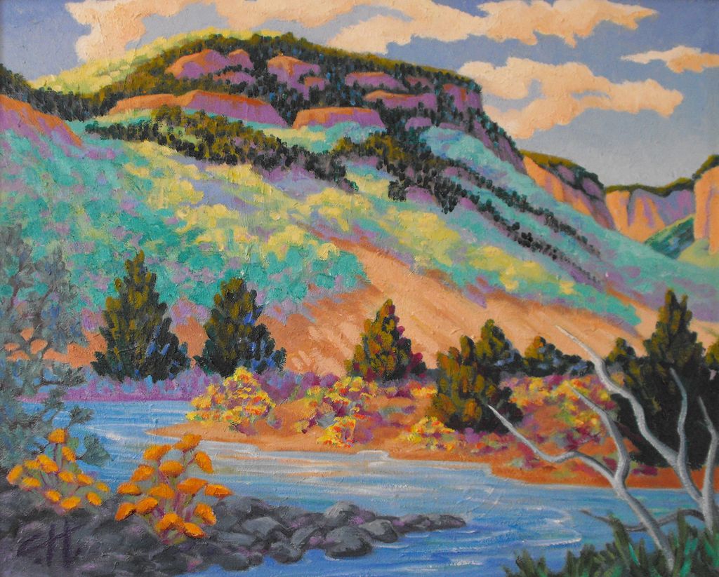 Sunset at Chama - Oil on canvas -
framed - approx.