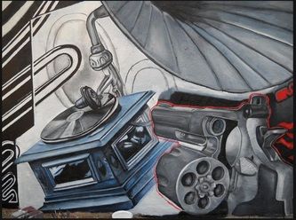 portion of a mural for Revolver Records in Phoenix