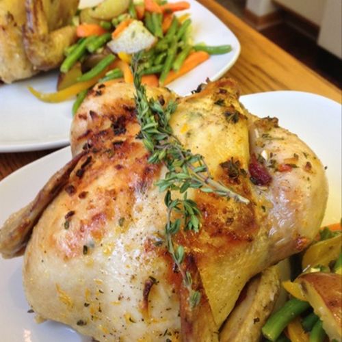 Herb Roasted Cornish Game Hen with Warm Vegetable 