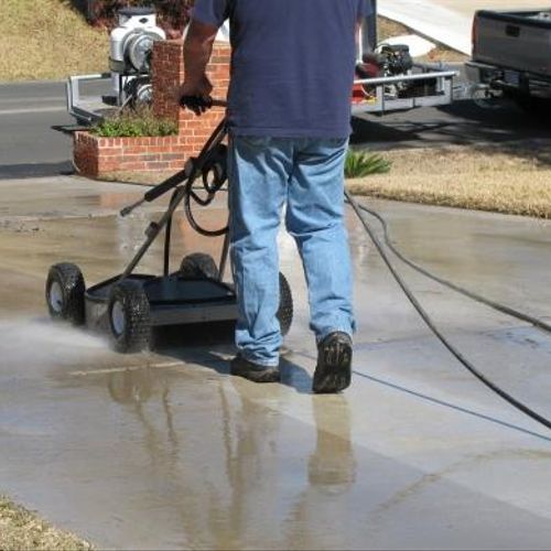 Driveway cleaning with our hot water orbital surfa