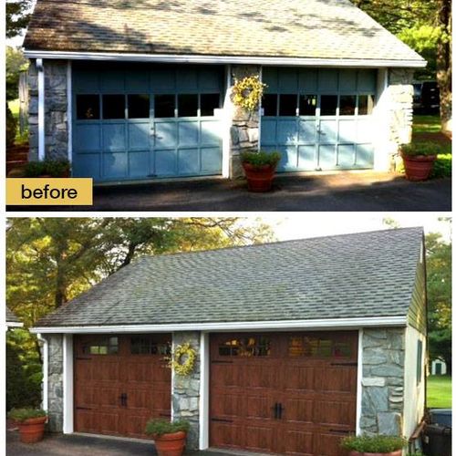 Before and after picture.  Replaced old doors with