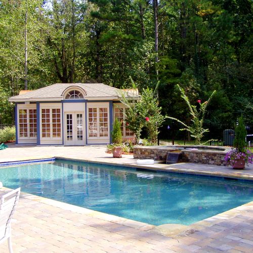 Pool with a pool house