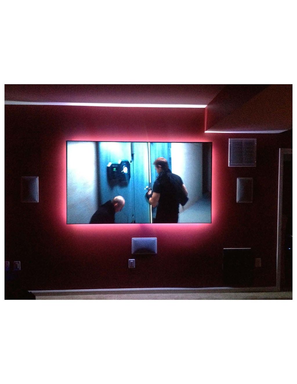 We installed a 110" screen and placed LED lights b