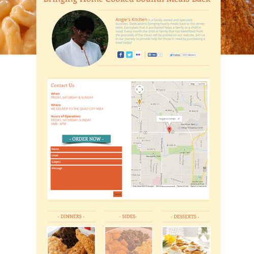Angie's Kitchen Website. This website is a 2-page 
